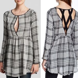 Free People Plaid Mini Dress Top